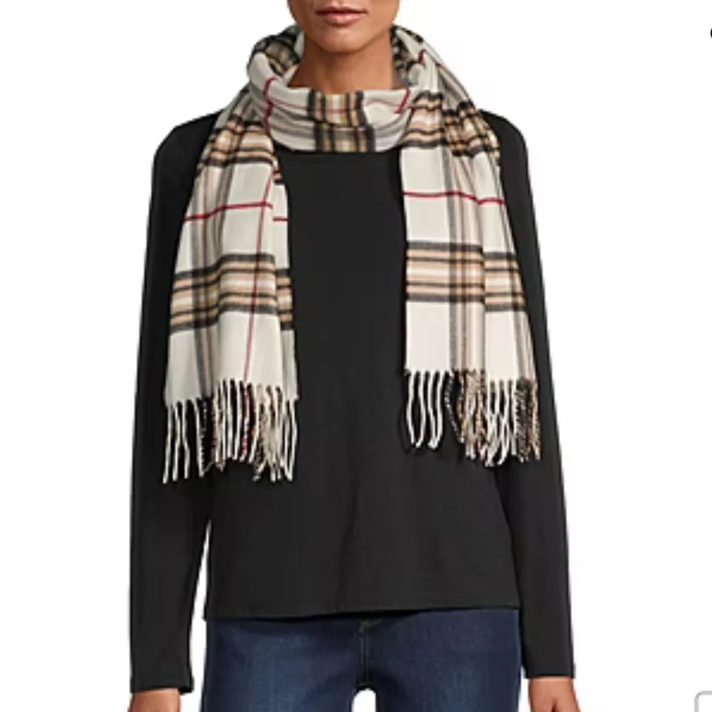 V. FRAAS cashmink super soft acrylic plaid scarf made Germany 🇩🇪 15.5 x 65in